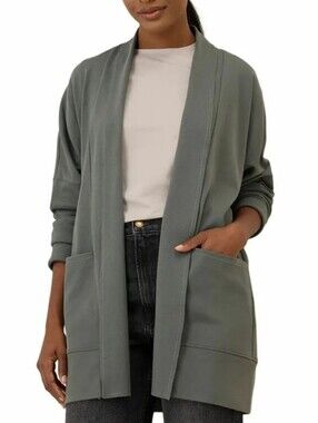 Pact Organic Cotton Airplane Wrap Open Cardigan Sage Green